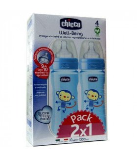 BIPACK BIBERONES SILICAZUL 330mlCHICCO